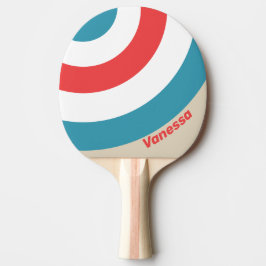 Raquete De Ping Pong Círculo de Listras Nuvem Caçadora com Nome