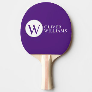Raquete De Ping Pong Círculo inicial W (editável) Monograma Roxo