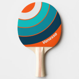 Raquete De Ping Pong Círculo Retro com Listras para Salvavidas com Nome