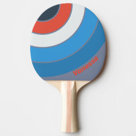 Raquete De Ping Pong Círculo Vintage Escuro com Listras e Nome