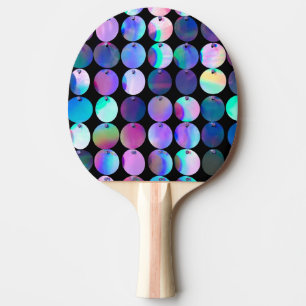 Raquete De Ping Pong Círculos Azuis Roxos Metálicos Iridescentes