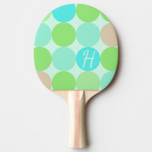 Raquete De Ping Pong Círculos Azul Turquesa, Verde Apple e Coral Claro