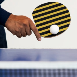 Raquete De Ping Pong Clássico Moderno Listrado Preto e Dourado Metálico