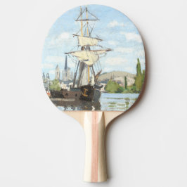 Raquete De Ping Pong Claude Monet. Barcos Navegando no Sena em Rouen