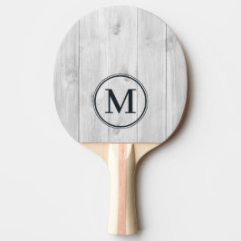 Raquete De Ping Pong Clean Light Gray Wooden Monogram