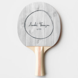 Raquete De Ping Pong Clean Light Gray Wooden Name in Drawn Circle