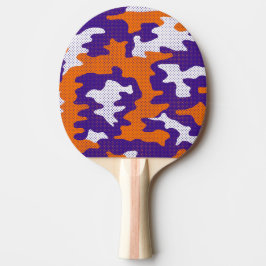 Raquete De Ping Pong Clemson-Inspired Orange & Purple Tiger Camo