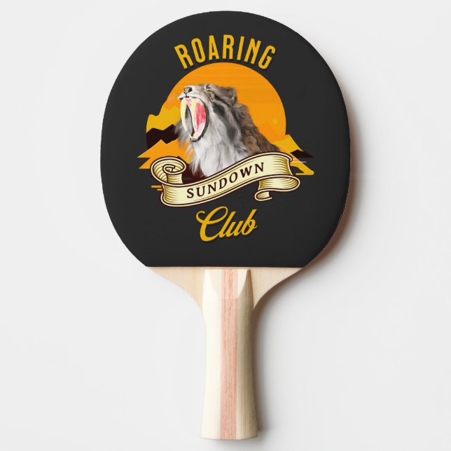 Raquete De Ping Pong Clube de Aventura do Pôr do Sol Retro do Tigre-den (Frente)
