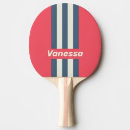 Raquete De Ping Pong Clube de Praia Retro com Listras e Nome