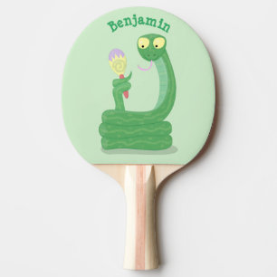 Raquete De Ping Pong Cobra verde engraçado com desenhos de maraca