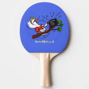 Raquete De Ping Pong Cocô engraçado tocando cartoon de violão