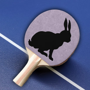 Raquete De Ping Pong Coelhinho da Páscoa preto da silhueta do coelho