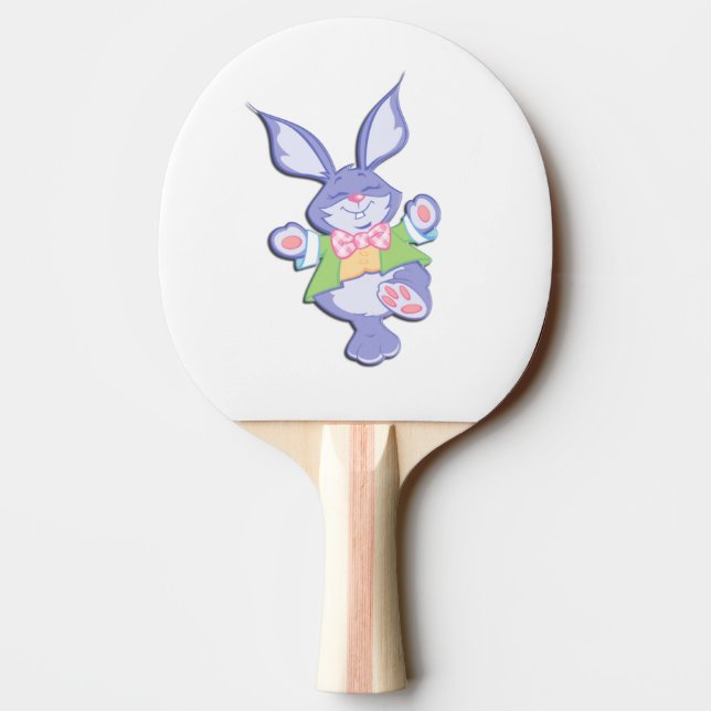 Raquete De Ping Pong Coelhinho da Páscoa Roxo Dançando (Verso)