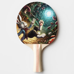 Raquete De Ping Pong Coelhinho Pânico Caindo No Buraco Do Coelho
