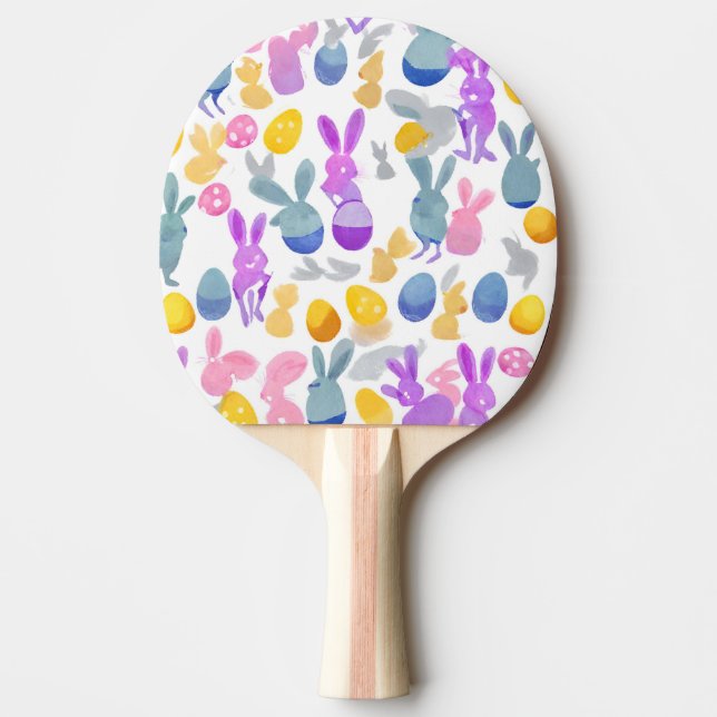 Raquete De Ping Pong coelho com ovos de Páscoa (Frente)