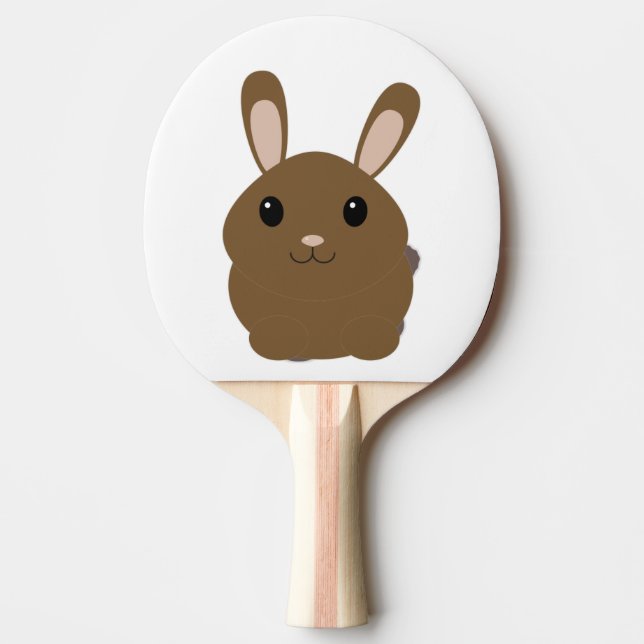Raquete De Ping Pong Coelho de desenho animado marrom (Frente)