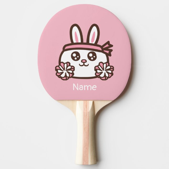 Raquete De Ping Pong Coelho fofo de desenho animado (Frente)