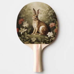 Raquete De Ping Pong Coelho Vintage Woodland em Floresta Floral