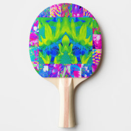 Raquete De Ping Pong Colagem de Jardim de Girassóis em Patchwork Abstra