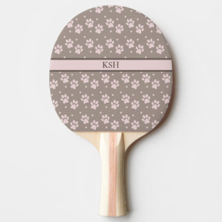Raquete De Ping Pong Coleção de Impressão de Folha Rosa e Taupe