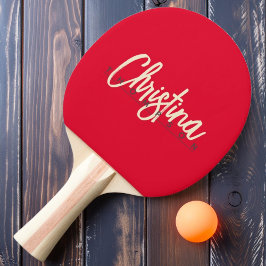 Raquete De Ping Pong Colheita de Cereja MidCentury Modern Nome Pintado