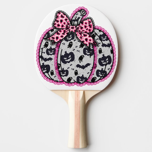 Raquete De Ping Pong Colhete Spooky Lace Halloween (Frente)