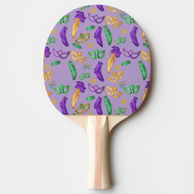 Raquete De Ping Pong Colorido padrão de Mardi Gras (Frente)