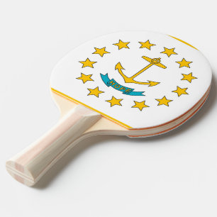 Raquete de ping pong com a bandeira de Rhode Islan