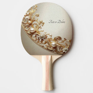 Raquete de Ping Pong com Floreio de Ouro Ornamenta