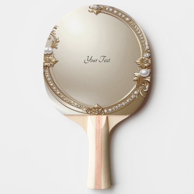 Raquete de Ping Pong com Moldura Dourada Ornamenta (Frente)