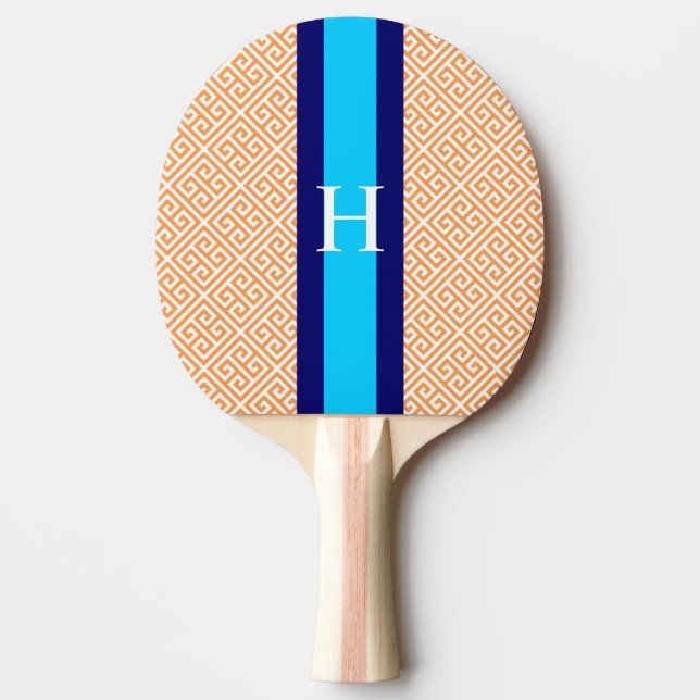 Raquete de Ping Pong com Monograma Laranja em Chav (Frente)