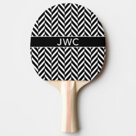 Raquete de Ping Pong com Monograma Preto e Branco 