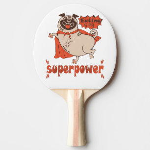 Raquete De Ping Pong Comer é o meu super poder, estilo cômico de manto 