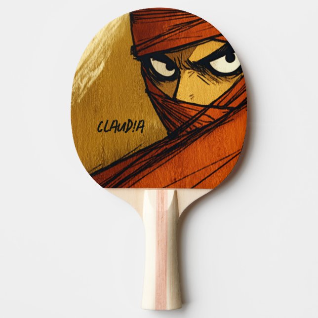 Raquete De Ping Pong Comic Ninja personalizável (Frente)