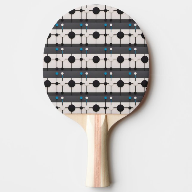 Raquete De Ping Pong Composição Geométrica Abstrata com Círculos (Frente)