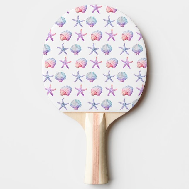 Raquete De Ping Pong Concha de Aguarela Pastel (Frente)