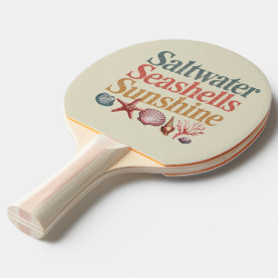 Raquete De Ping Pong Conchas Marinhas Sol Verão Praia Férias