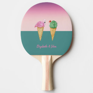 Raquete De Ping Pong Cones de Sorvete Coloridos Cacto Flamingos Rosa