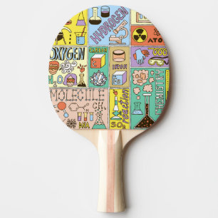 Raquete De Ping Pong Conjunto de Ilustração de Vintage de Química Scien