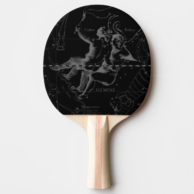 Raquete De Ping Pong Constelação de Gemini Hevelius 1690 em Preto (Frente)