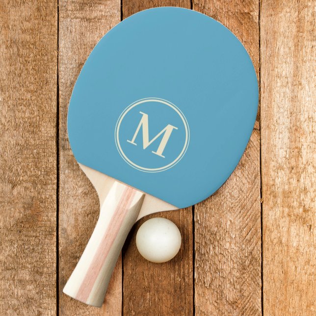Raquete De Ping Pong Cor Azul Celeste Sólido Monograma (Criador carregado)
