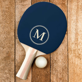 Raquete De Ping Pong Cor Azul Marinho Profundo Sólido Monogramada