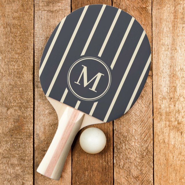 Raquete De Ping Pong Cor da Cinza mediterrânica com striping monograma (Criador carregado)