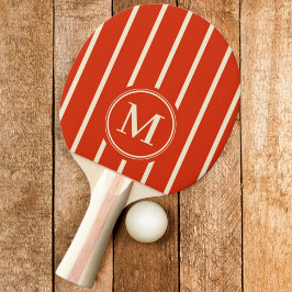 Raquete De Ping Pong Cor de Laranja Sangue com Listras e Monograma