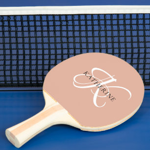Raquete De Ping Pong Cor-de-rosa-rosa-pincel do script Elegante moderno