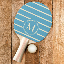 Raquete De Ping Pong Cor do Céu Aquático com Listras de Monograma