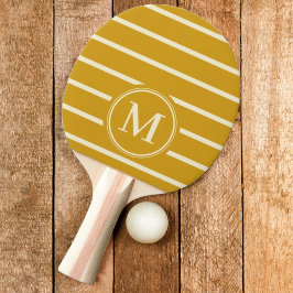 Raquete De Ping Pong Cor Ochre do Ouro com risca monográfica
