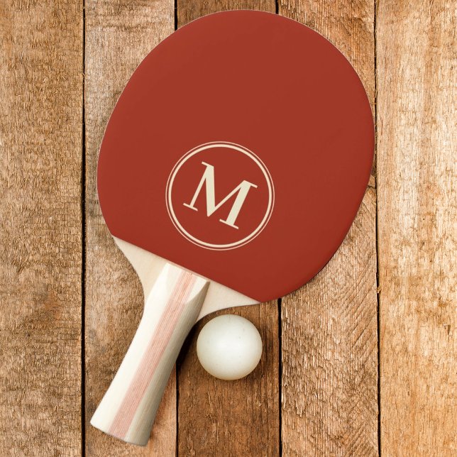 Raquete De Ping Pong Cor Queimada de Siena Sólida Monograma (Criador carregado)