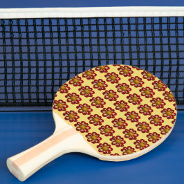 Raquete De Ping Pong Cor Vermelha Dahlia Padrão Floral em Amarelo