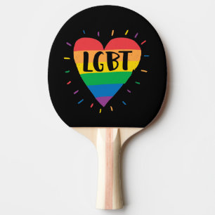 Raquete De Ping Pong Coração Arco-Íris LGBT